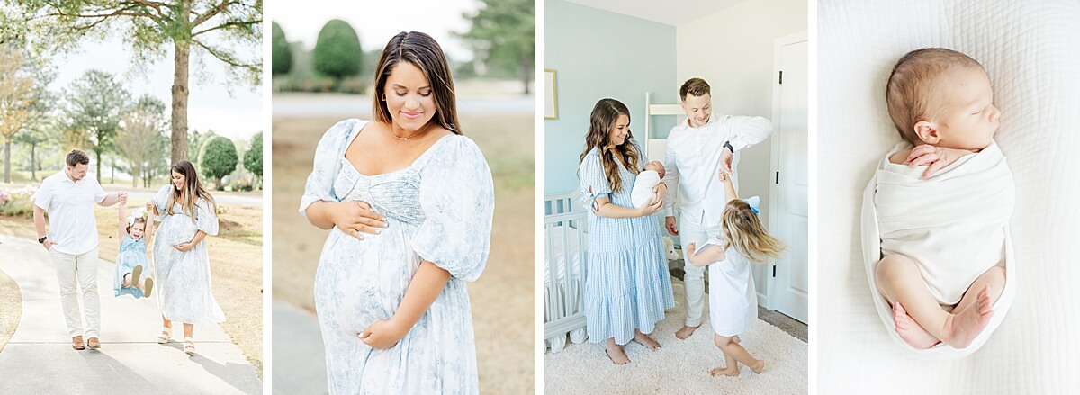 maternity and newborn photos with family with toddler girl and newborn baby boy