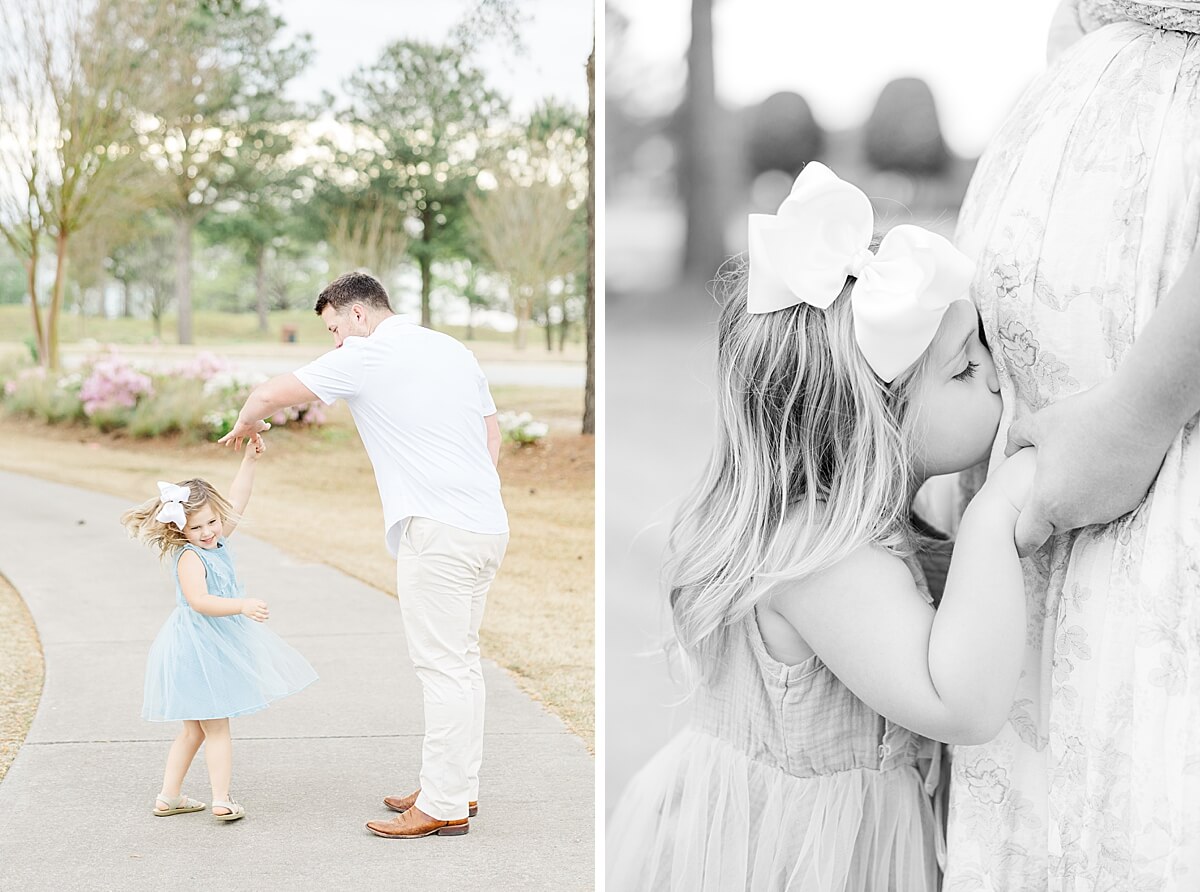 maternity photos with family with toddler girl