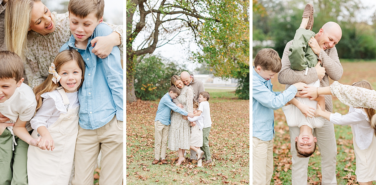 family photos with children and parents playing and having fun in Goldsboro NC