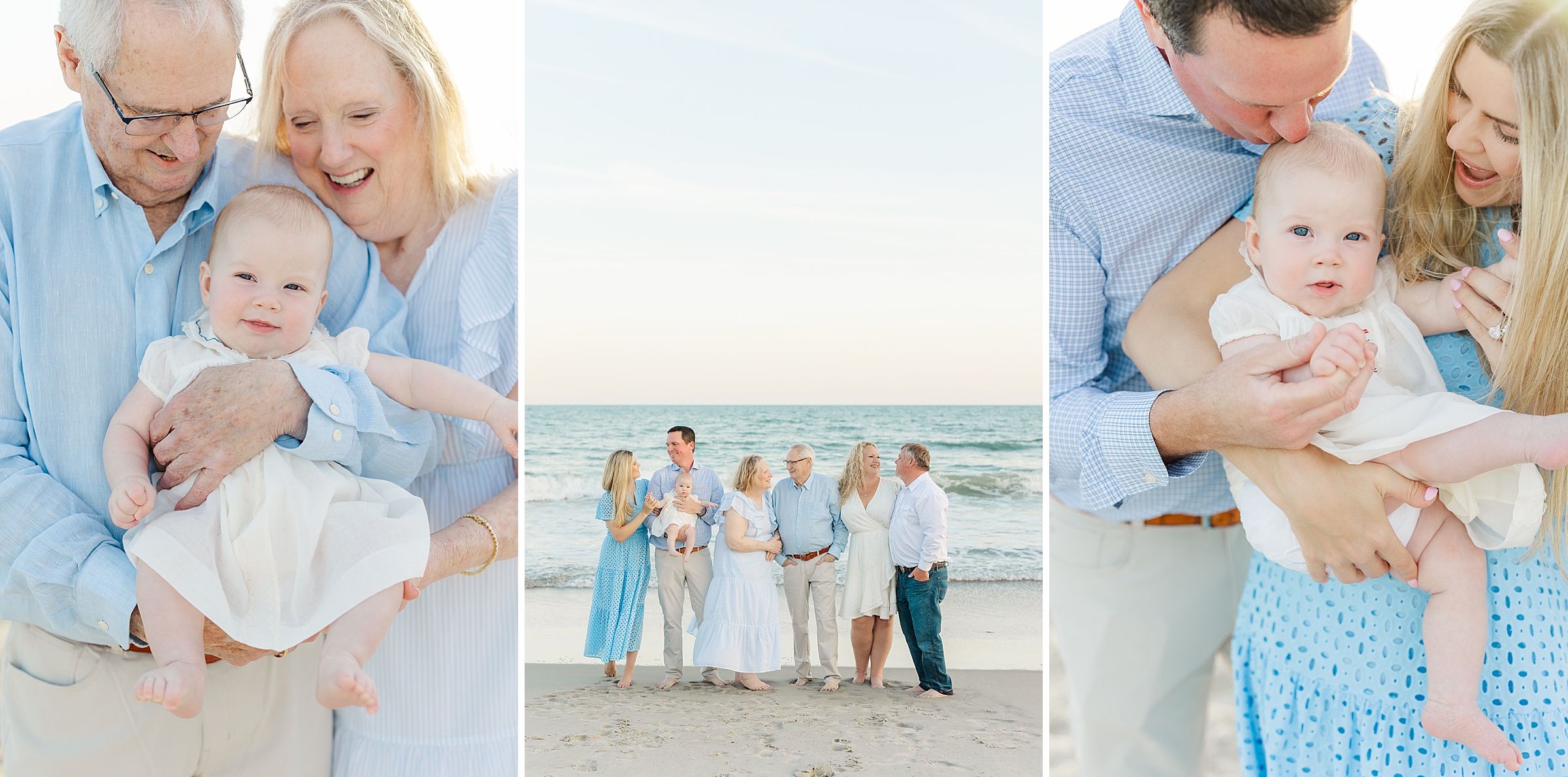 extended family photos six month old baby grandparents nc beach atlantic