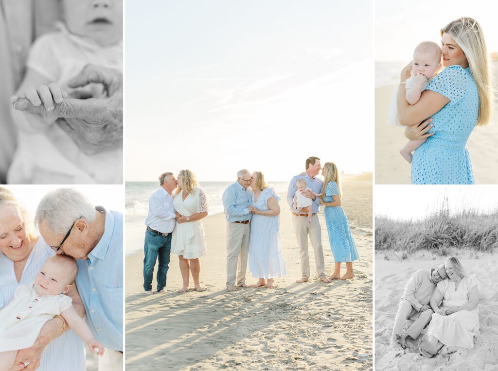 extended family photos six month old baby grandparents nc beach atlantic