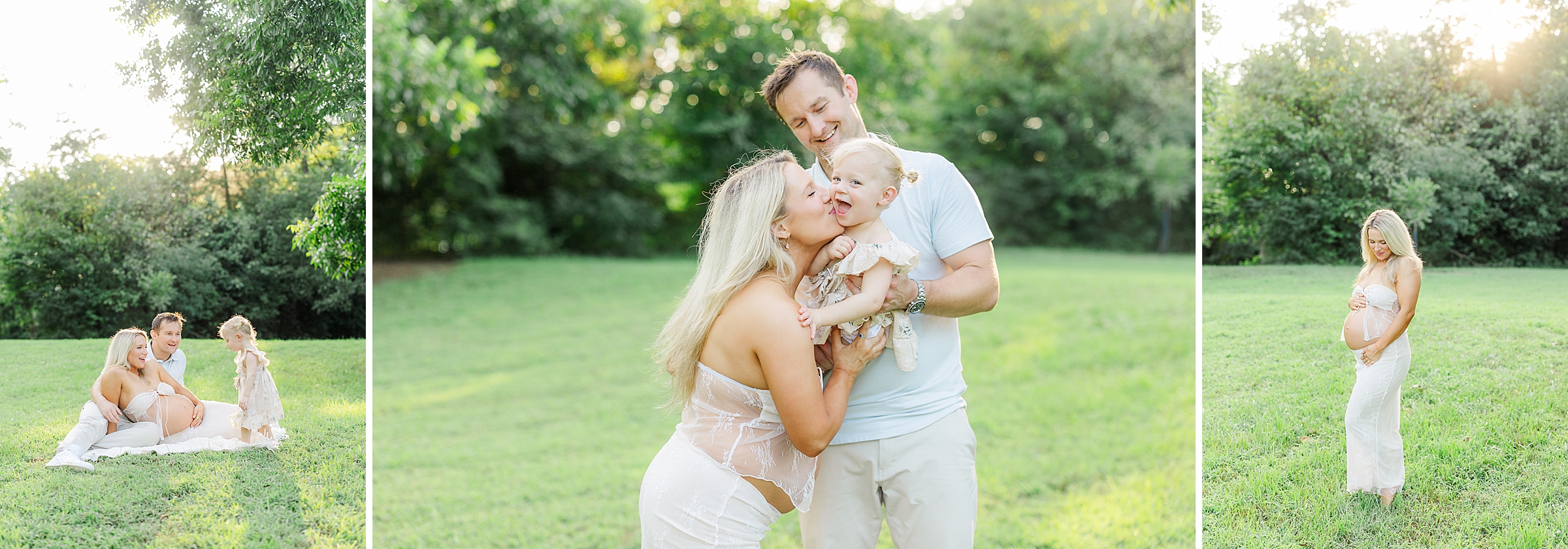 fun family maternity photos with toddler girl