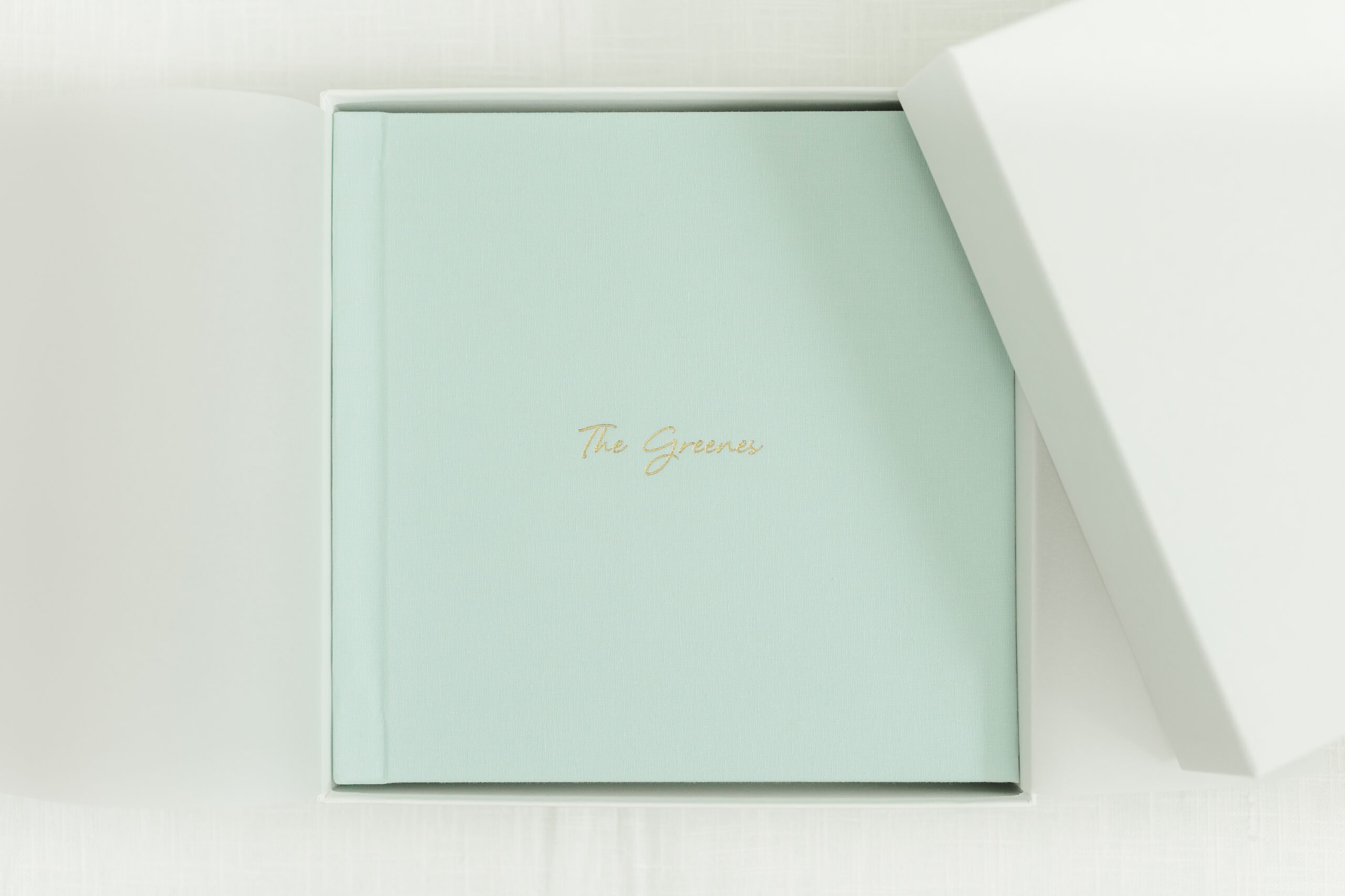 blue linen cover wedding portrait newborn album