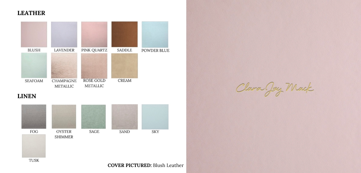 album cover options in linen or leather
